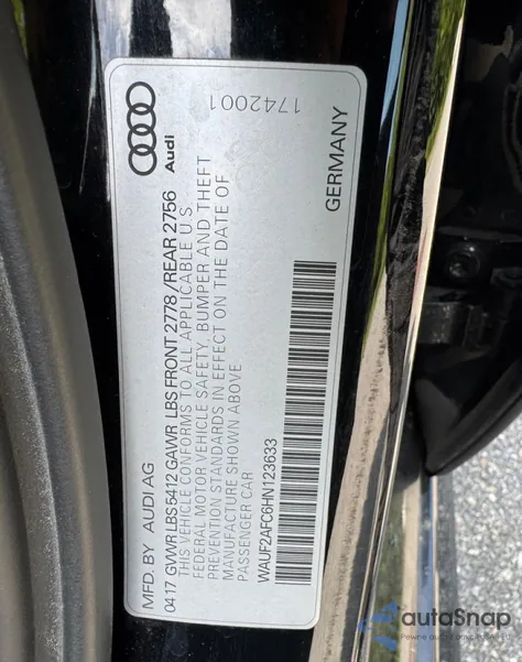 2017 Audi A6 Premium Plus z USA, uszkodzony, nr VIN WAUF2AFC6HN123633